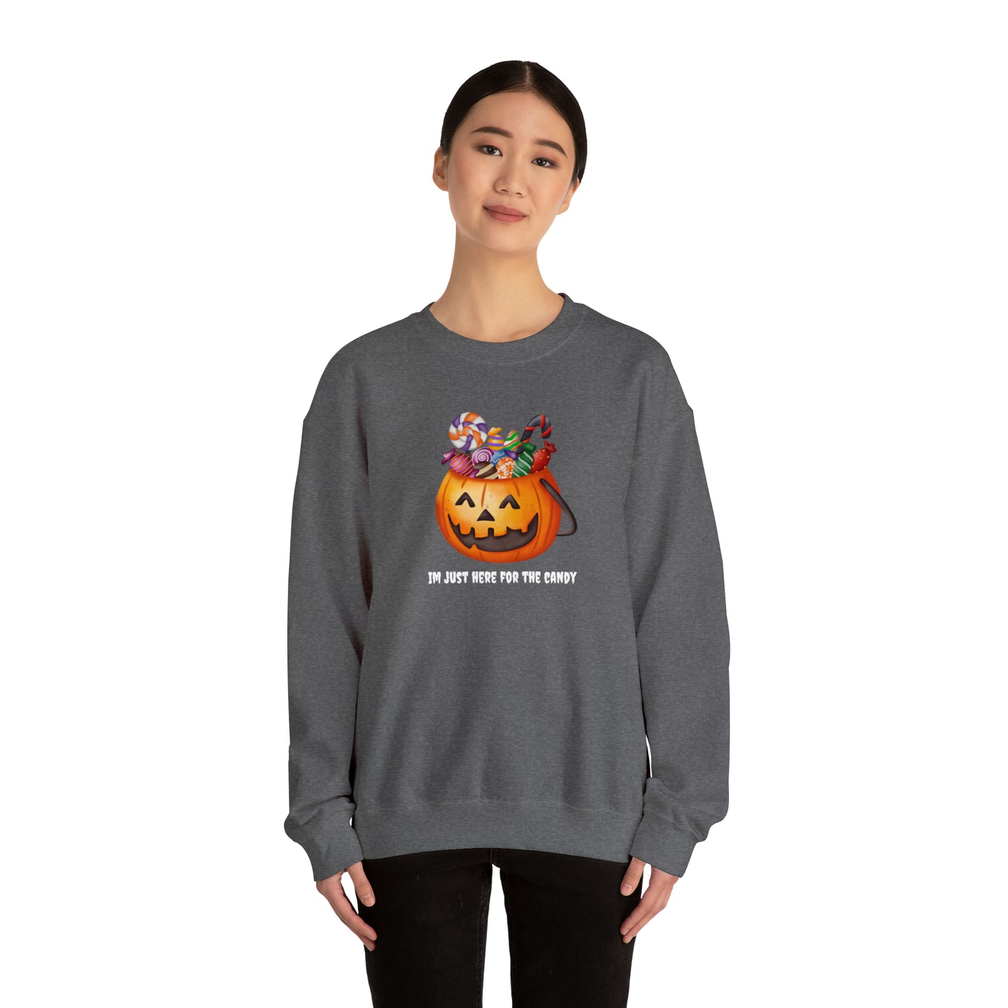 Unisex Im Just Here For The Candy Pumpkin Sweatshirt