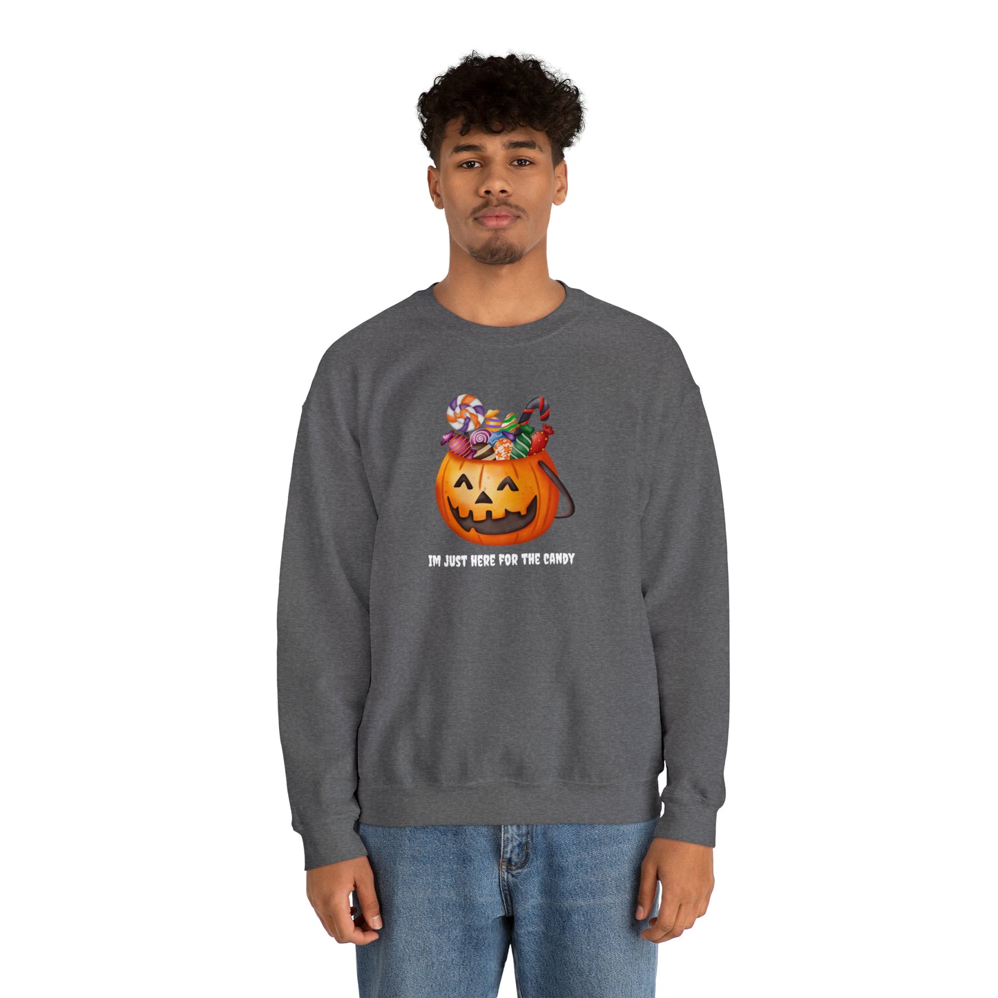 Unisex Im Just Here For The Candy Pumpkin Sweatshirt