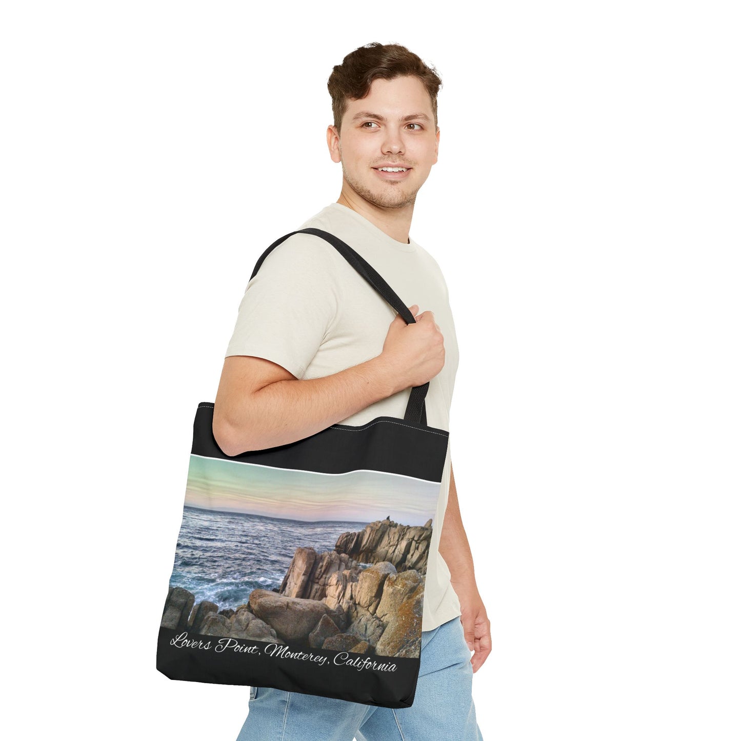 Unisex Travel Tote Bag Monterey California Scenic View Lovers Point Bay Area Keepsake Tote Bag Ocean View Nature Inspired Travel Gift Idea