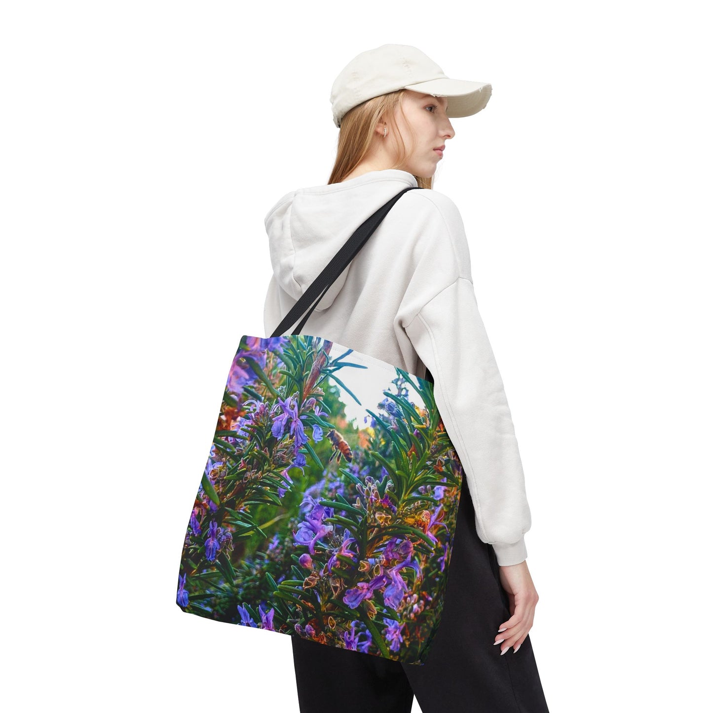 Garden Themed Bee and Rosemary Tote Bag