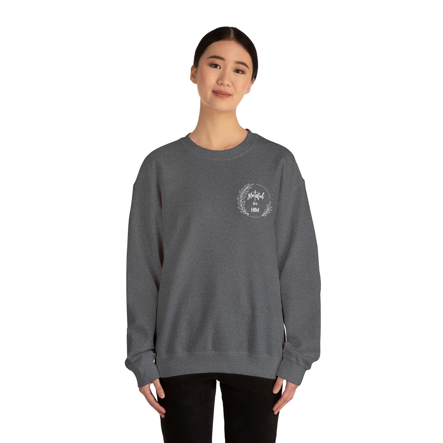 Unisex GraTeful for HIM Sweatshirt with Breast Pocket and Back Design