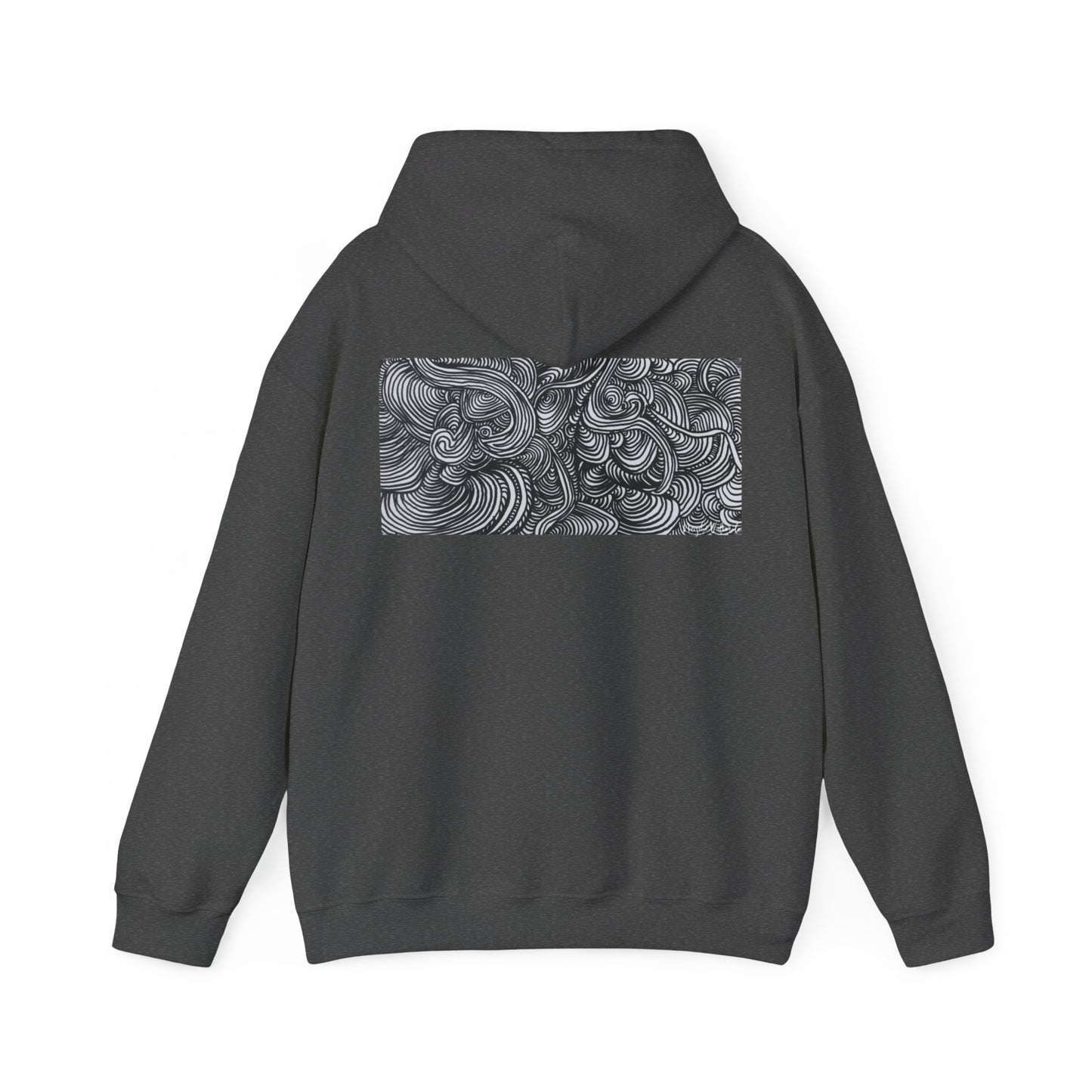 Unisex Heavy Blend™ Original Minimalist Line Art Midsize Print Hooded Sweatshirt - Liquid