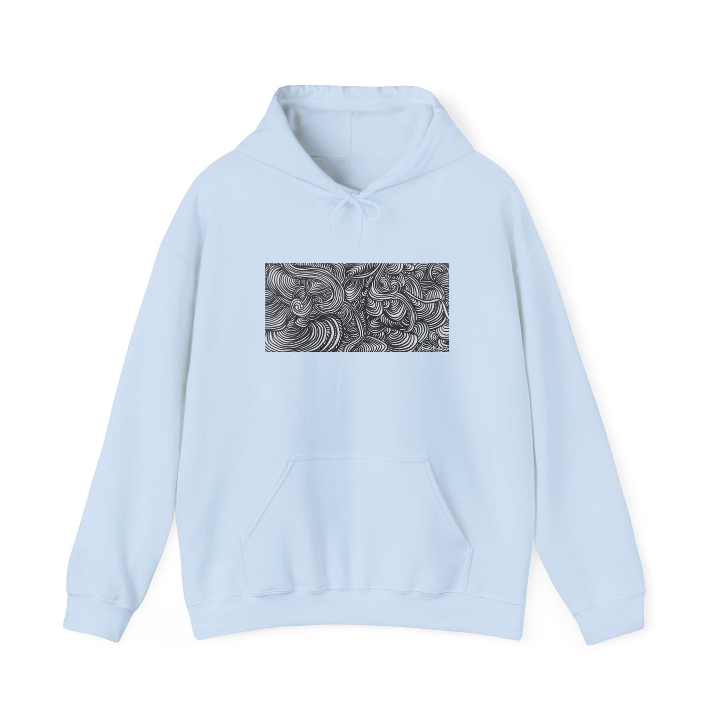 Unisex Heavy Blend™ Original Minimalist Line Art Midsize Print Hooded Sweatshirt - Liquid