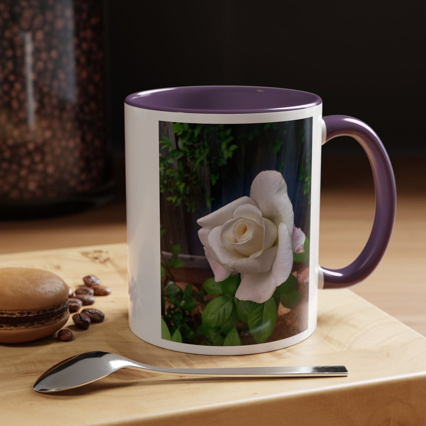 11oz/15oz Garden Themed White Sugar Moon Hybrid Tea Roses Coffee Mug