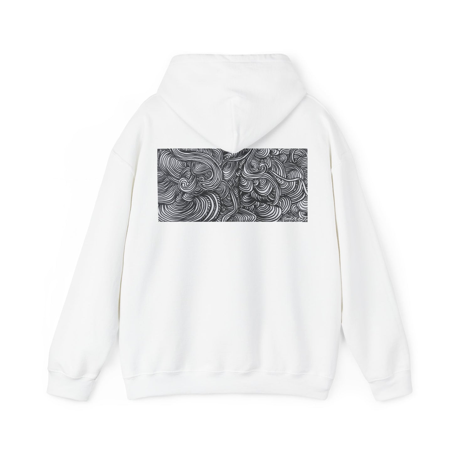 Unisex Heavy Blend™ Original Minimalist Line Art Midsize Print Hooded Sweatshirt - Liquid