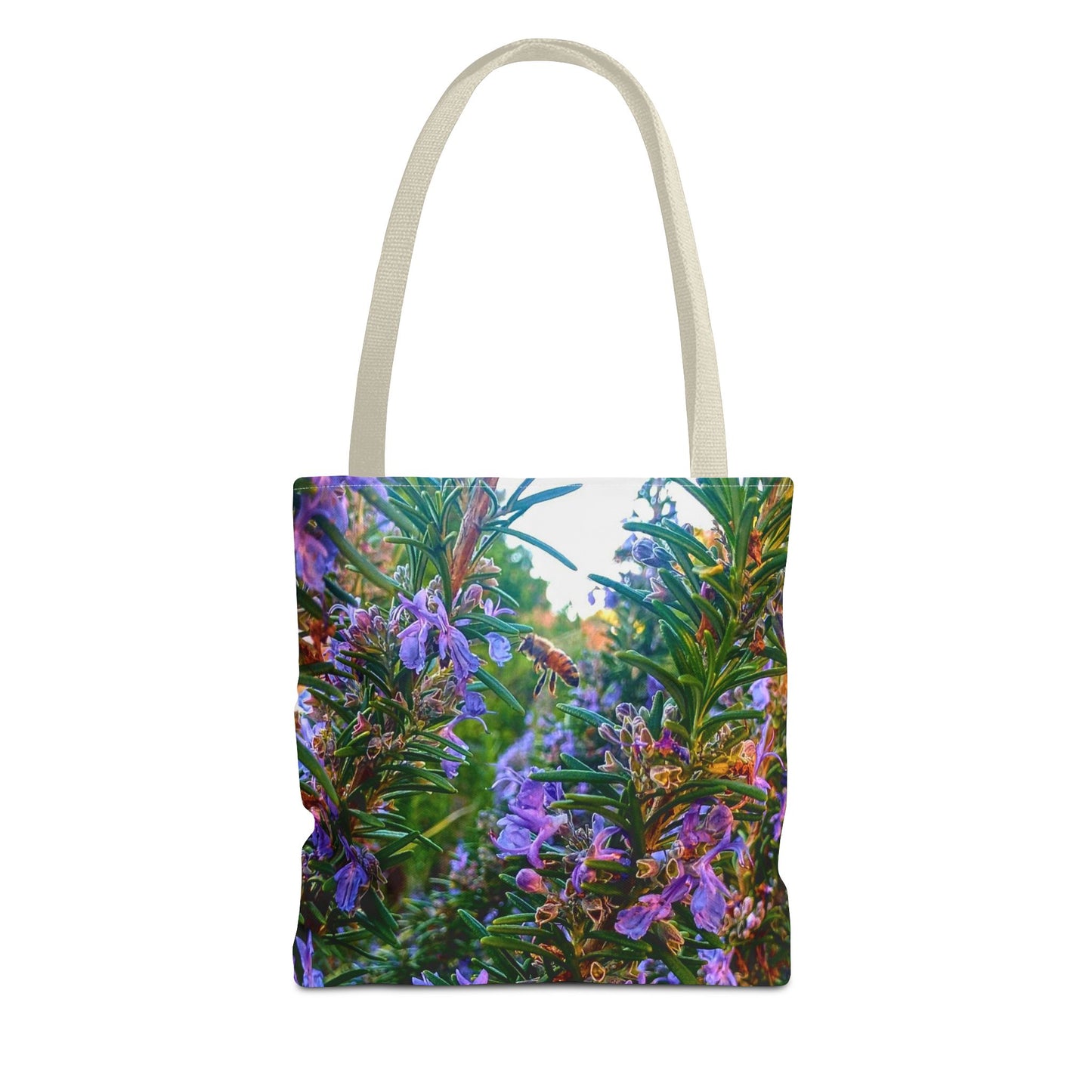 Garden Themed Bee Tote Bag Gardening Tote Gardening Bee Gift Idea Rosemary Gift For Gardener Rosemary and Bee Bag Rosemary Bee Pollinating