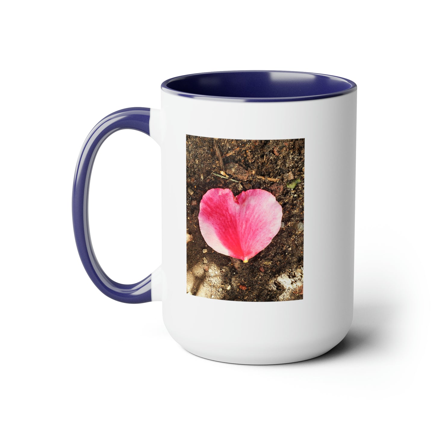 15oz Garden Themed Double Delight Heart Shaped Rose Petal Coffee Mug