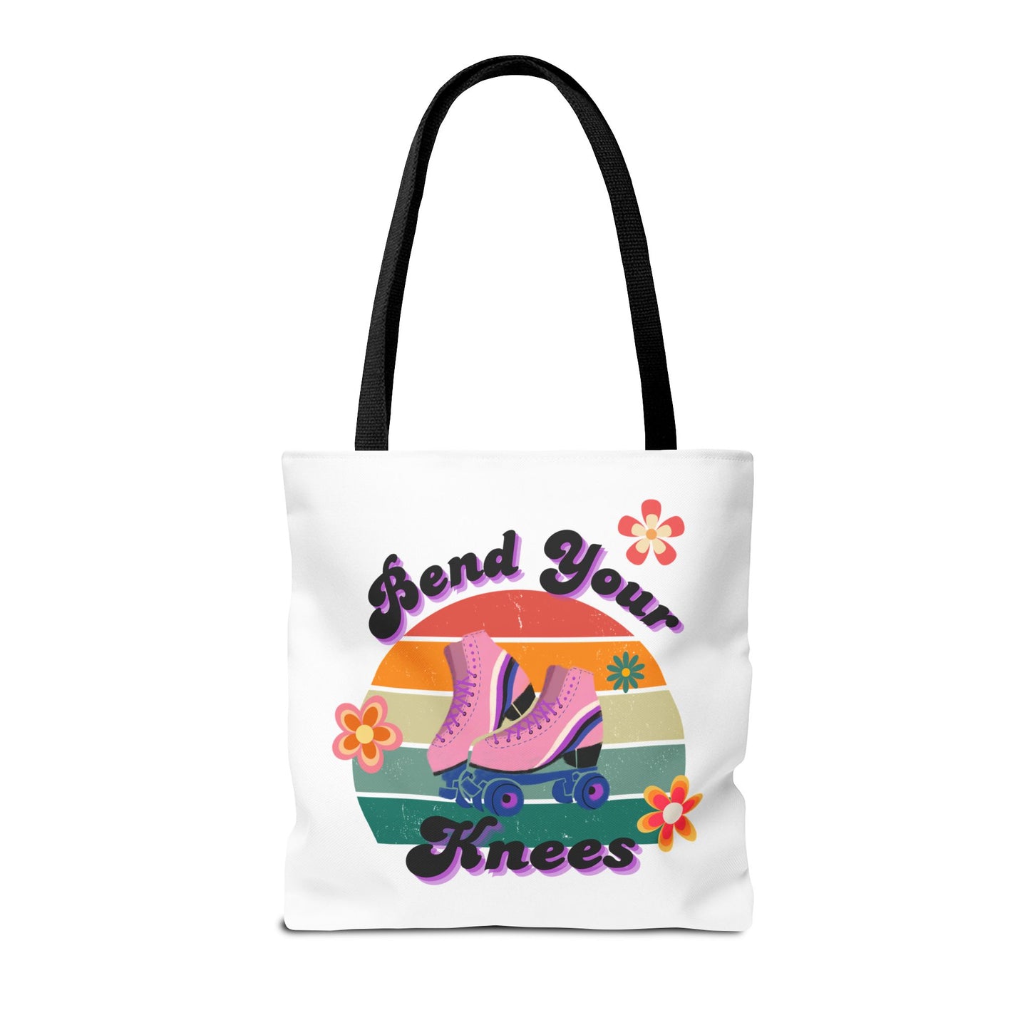 Unisex Retro Vibes Bend Your Knees Skate Day Tote Bag - White