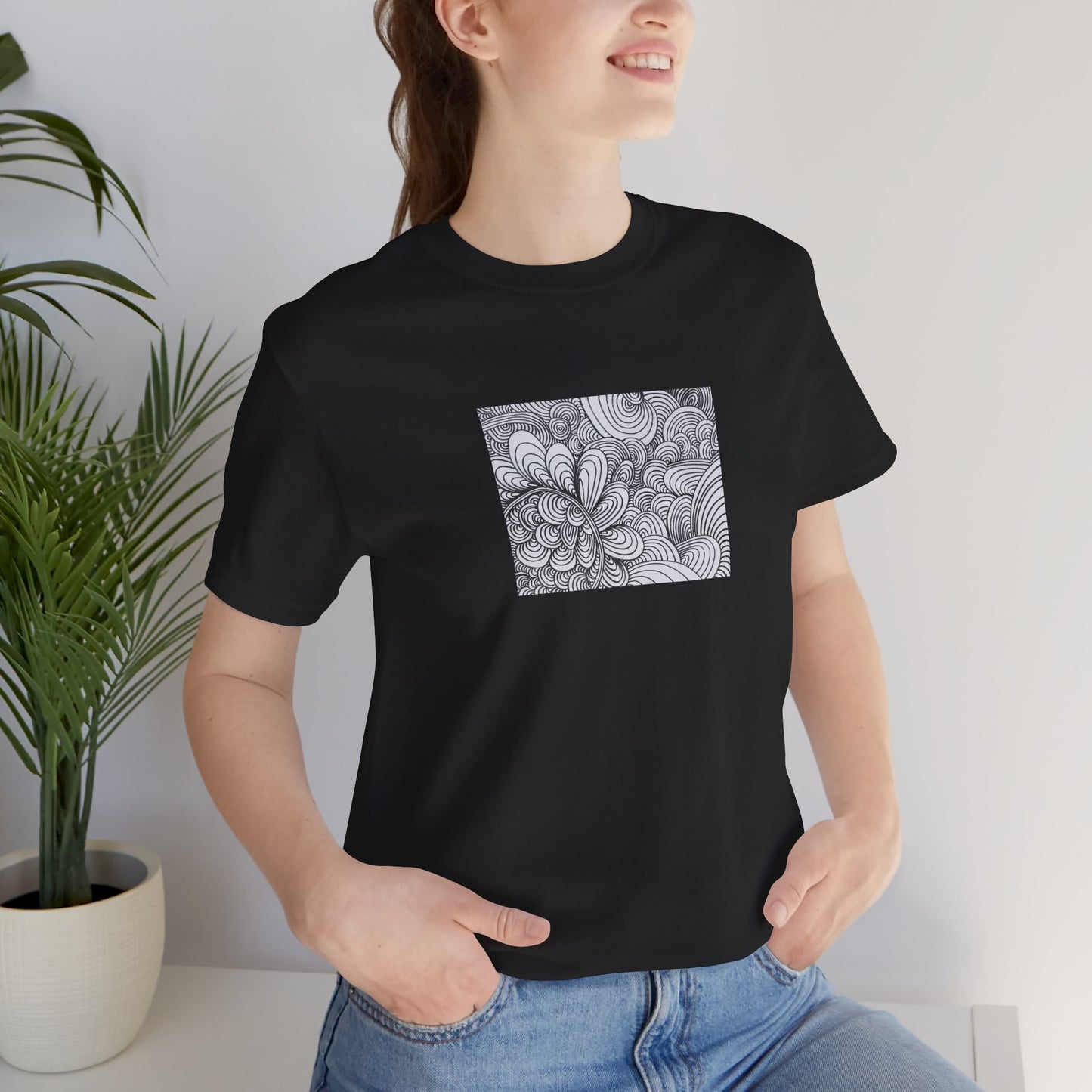 Unisex Original Healing Mesmerizing Line Art T-Shirt - Apricots Noir