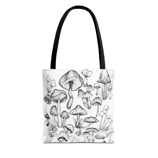 Unisex Mushroom Lover Fungi Print Toadstool Mycology Tote Bag