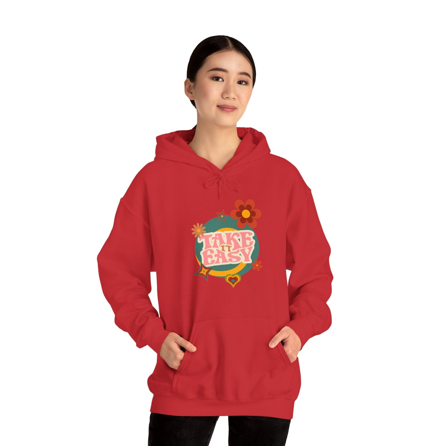 Unisex Heavy Blend™ Retro Vibes Take It Easy Hooded Sweatshirt