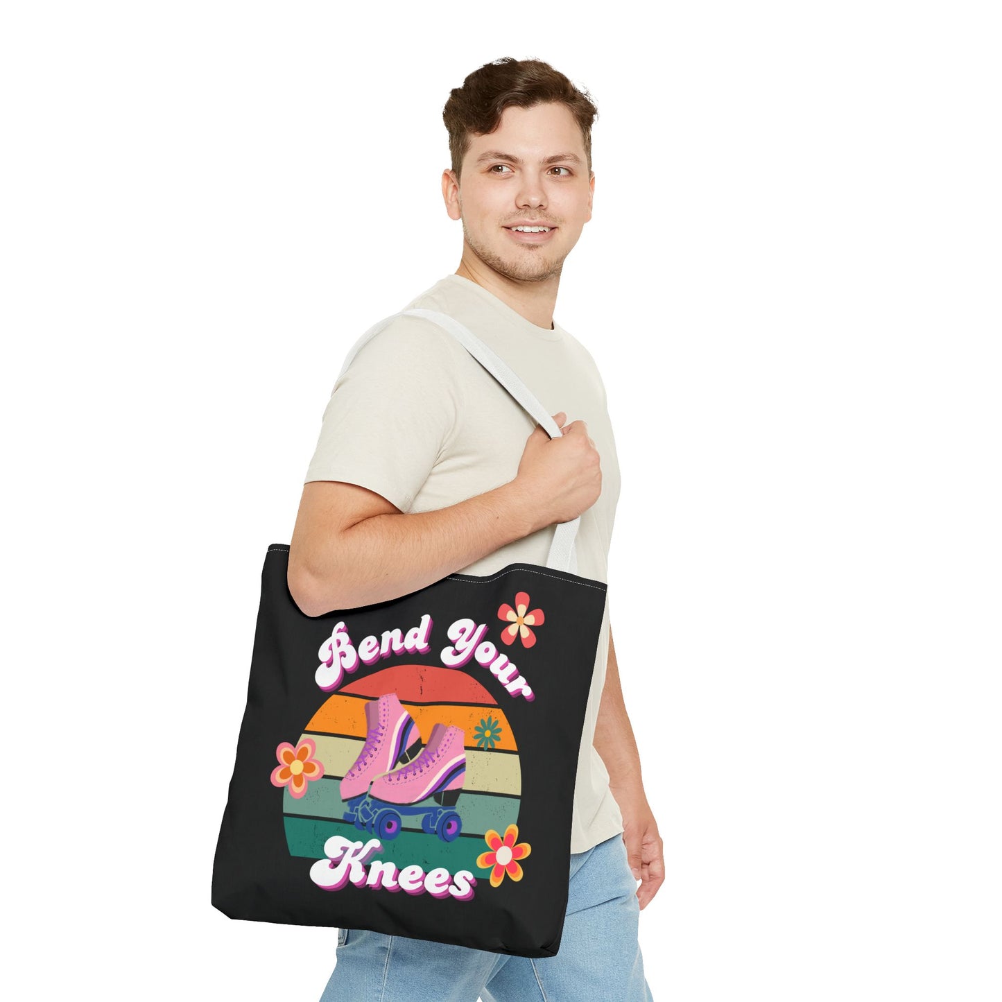 Unisex Retro Vibes Bend Your Knees Skate Day Tote Bag