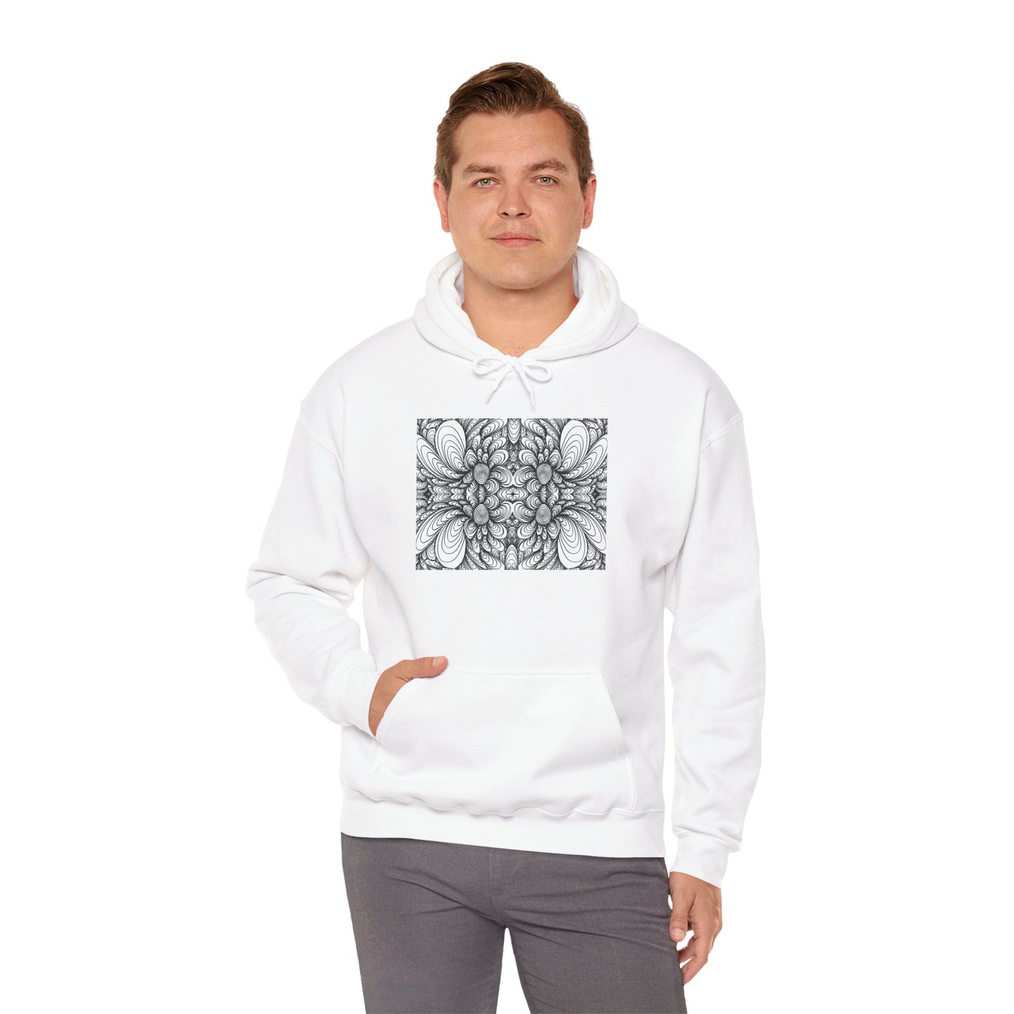 Unisex Heavy Blend™ Original Minimalist Healing Line Art Hooded Sweatshirt - Blooms