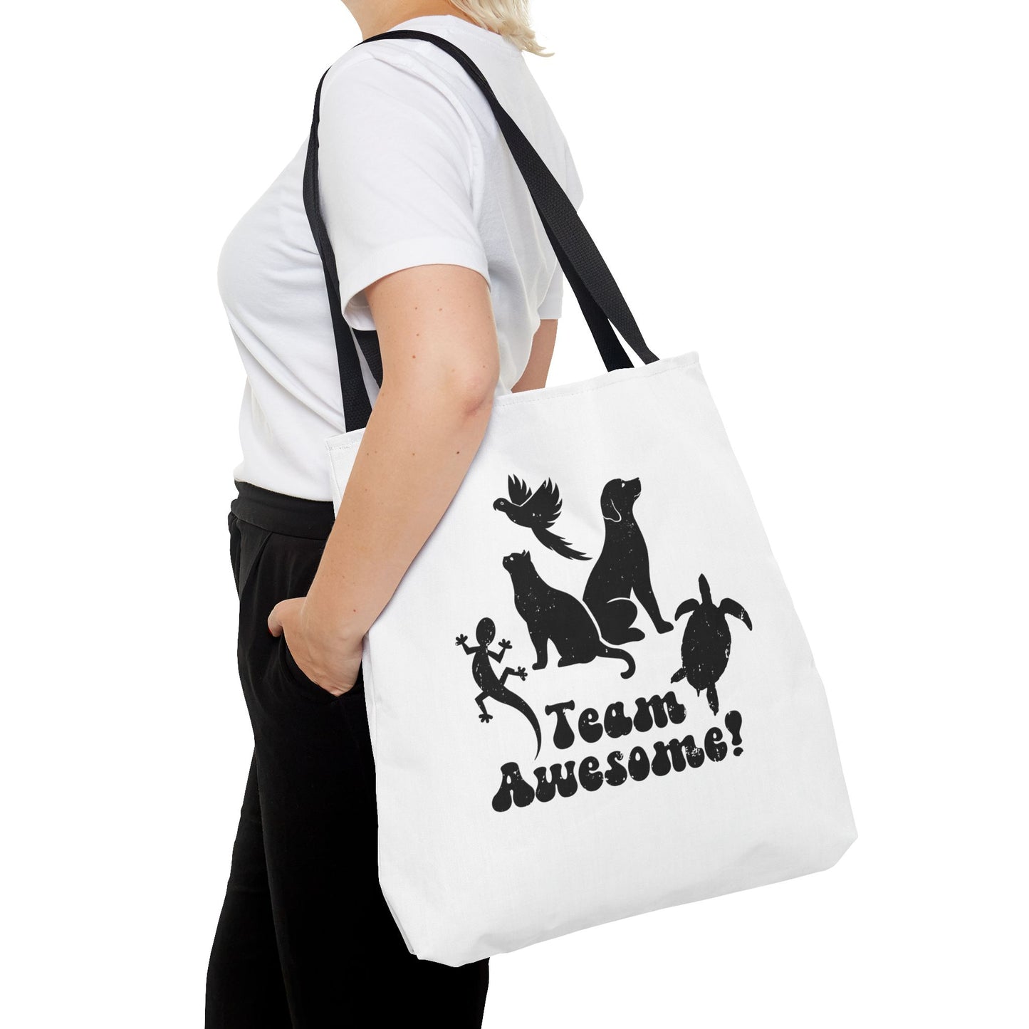 Unisex Animal Lover Lizard Cat Bird Dog Turtle Team Awesome Tote Bag