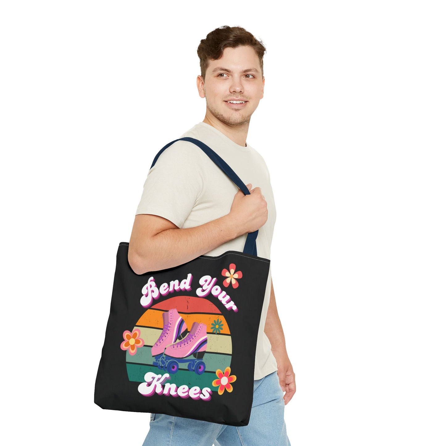 Unisex Retro Vibes Bend Your Knees Skate Day Tote Bag