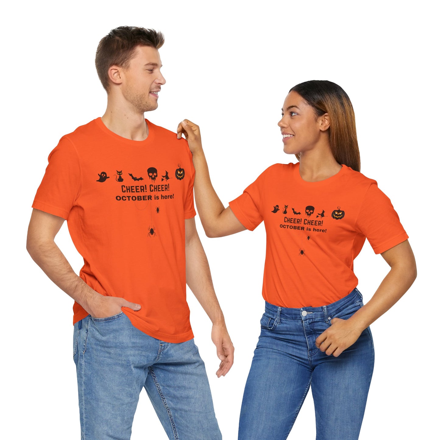 Unisex Halloween Themed Cheer Cheer October Is Here October Trick Or Treating T-Shirt