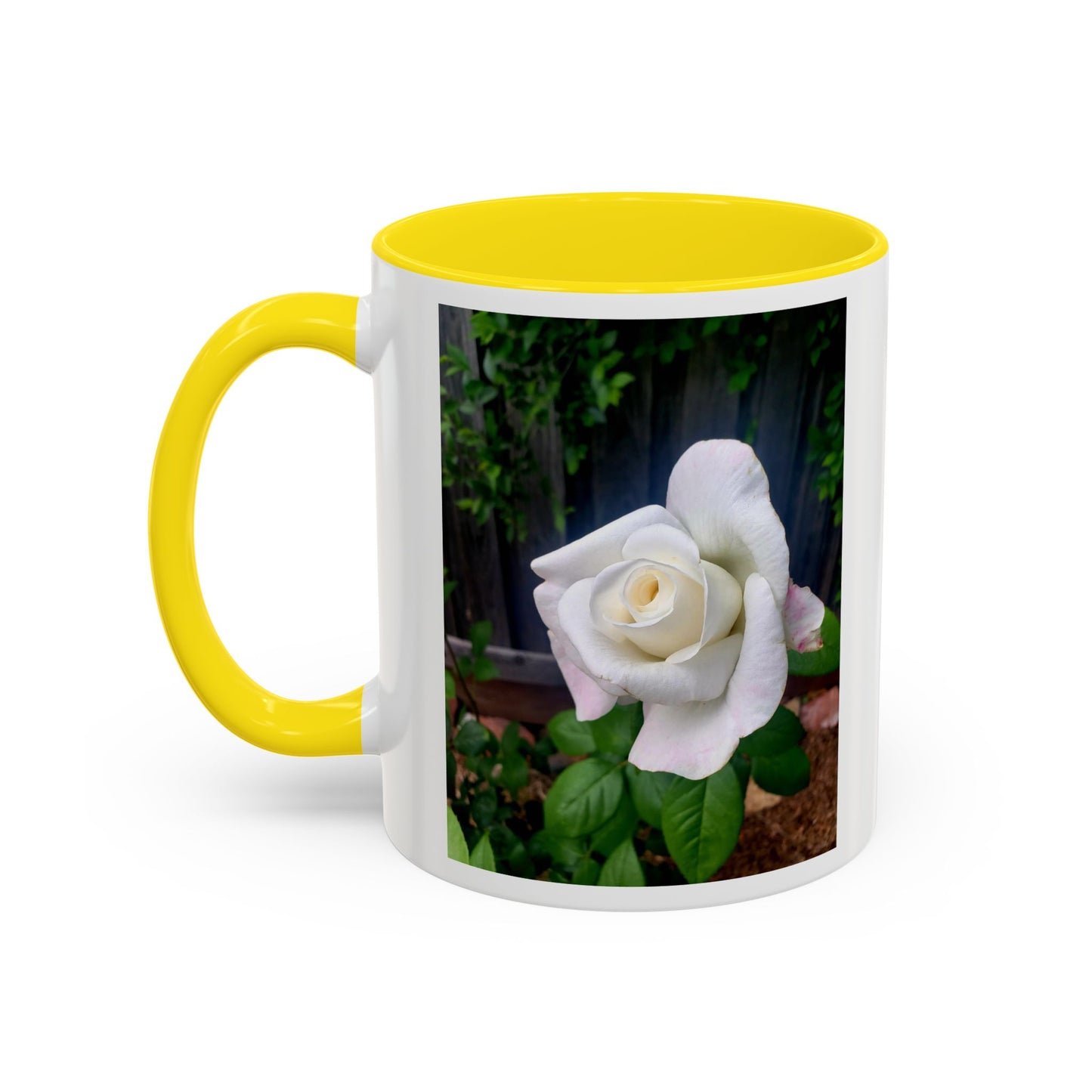11oz/15oz Garden Themed White Sugar Moon Hybrid Tea Roses Coffee Mug
