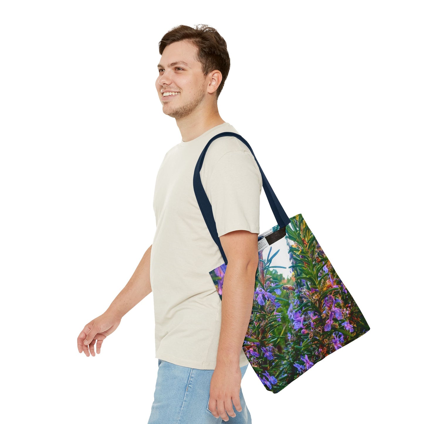 Garden Themed Bee and Rosemary Tote Bag