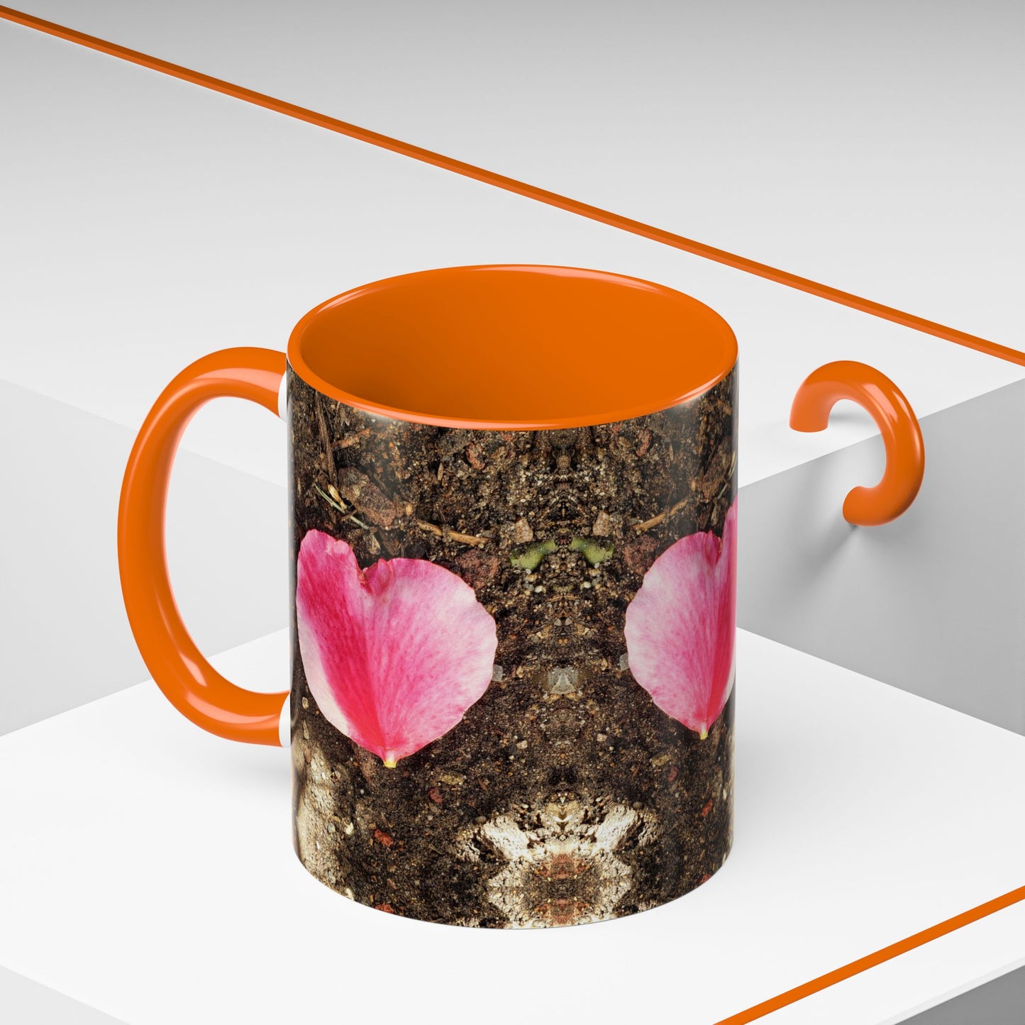 11oz/15oz Garden Themed Double Delight Heart Shaped Rose Petal Coffee Mug