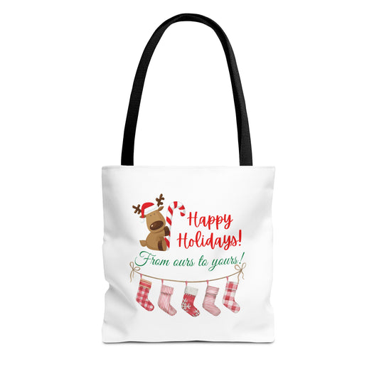 Unisex Happy Holidays From Ours To Yours Christmas Stockings and Dog Tote Bag