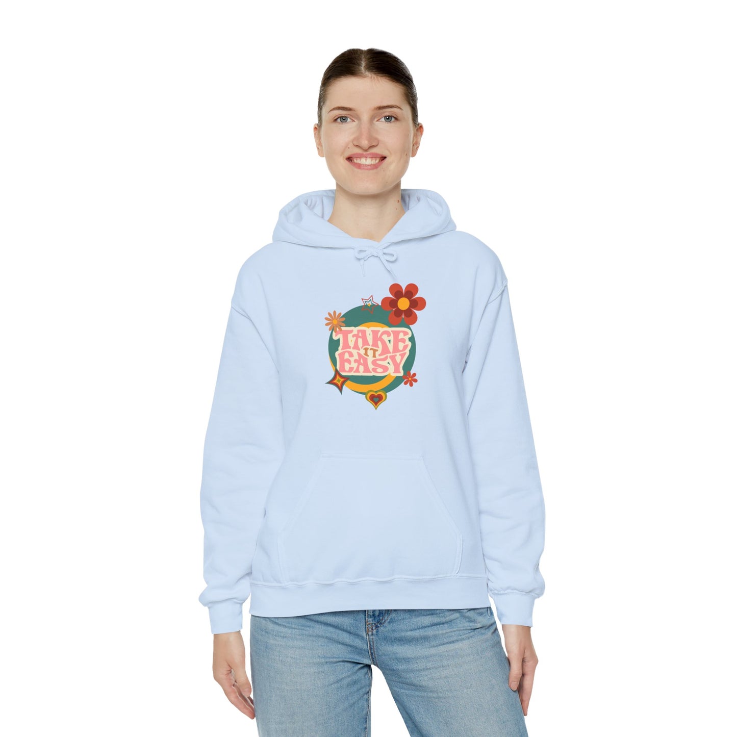 Unisex Heavy Blend™ Retro Vibes Take It Easy Hooded Sweatshirt