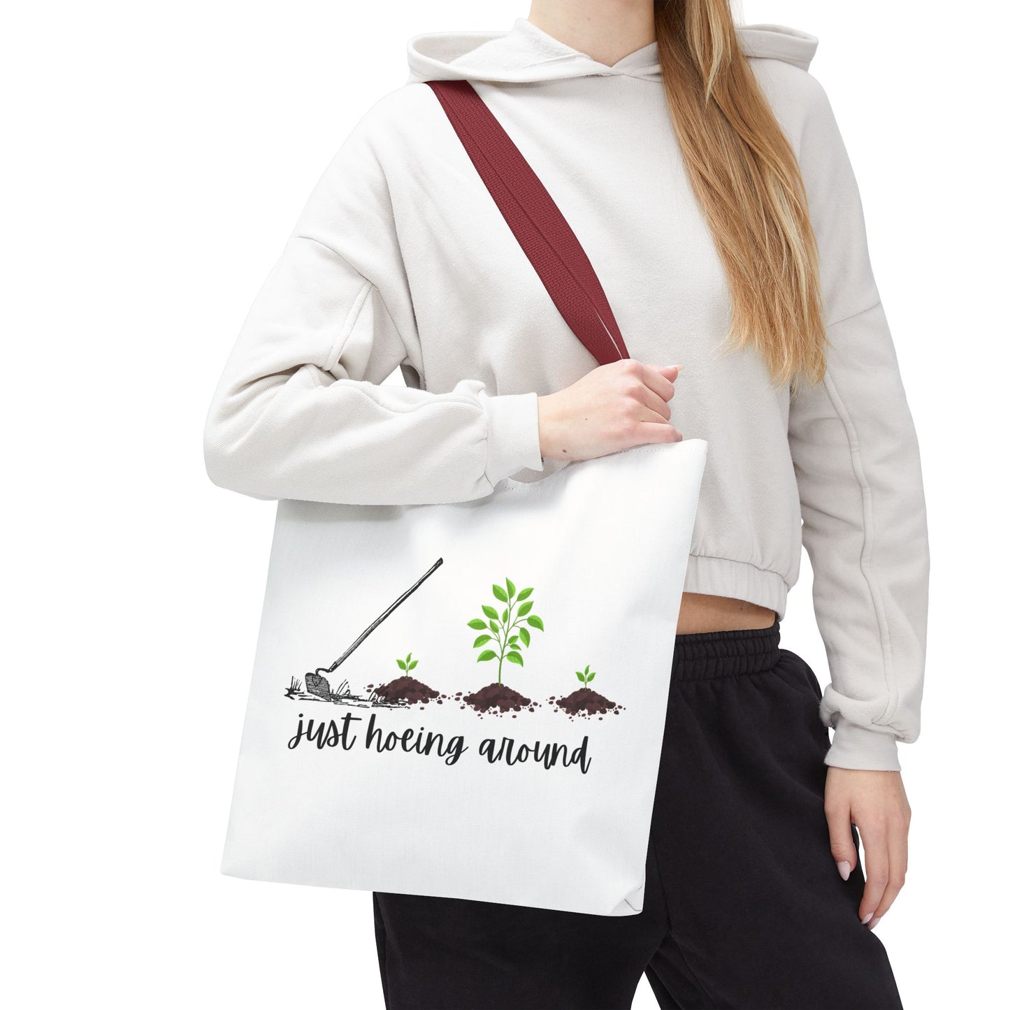 Unisex Just Hoeing Around Gardening Themed All Over Print Tote Bag