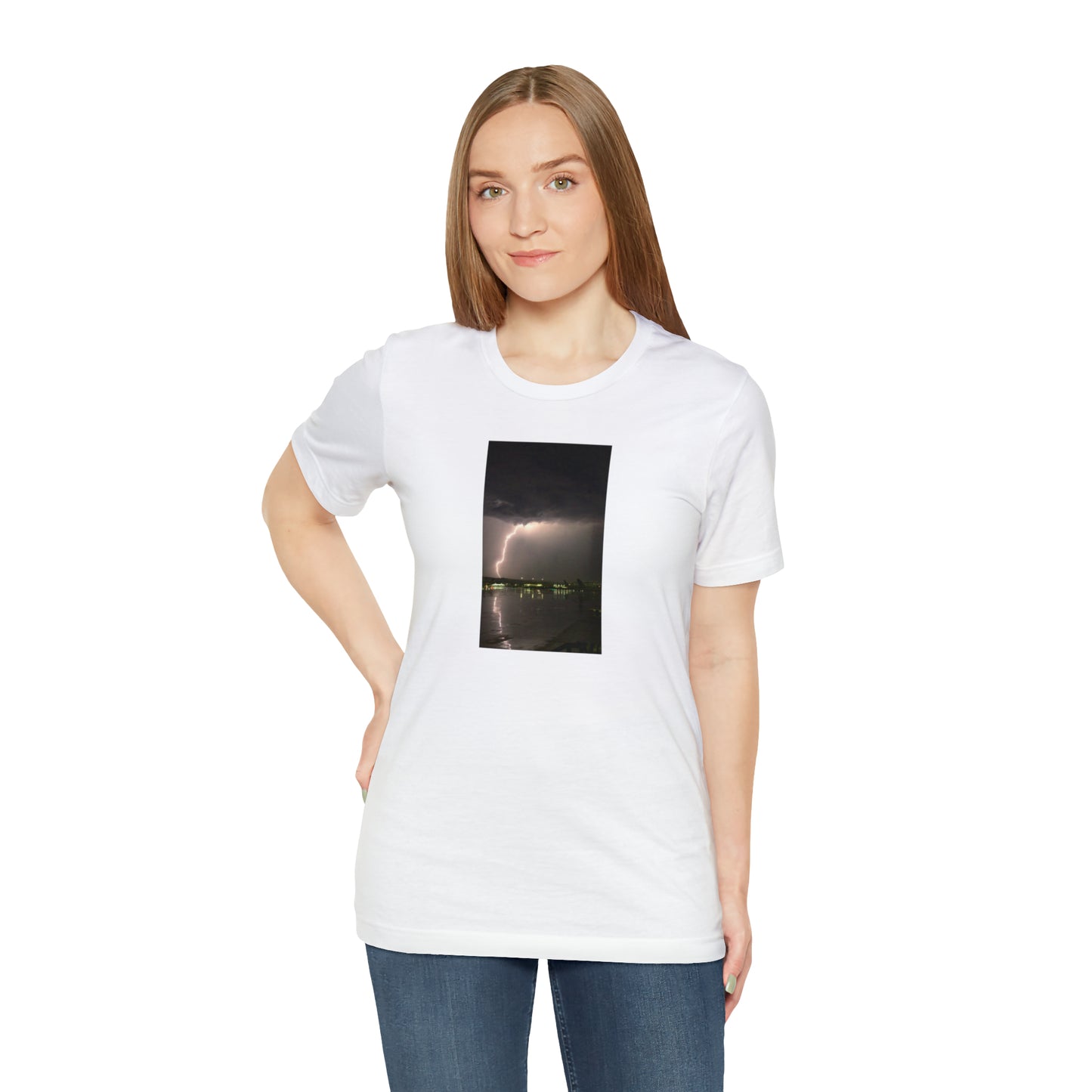 Unisex Lightning Bolt T-Shirt Rough Photo Print Caught Outisde