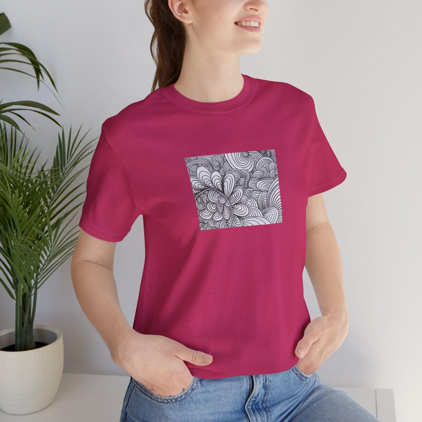 Unisex Original Healing Mesmerizing Line Art T-Shirt - Apricots Noir
