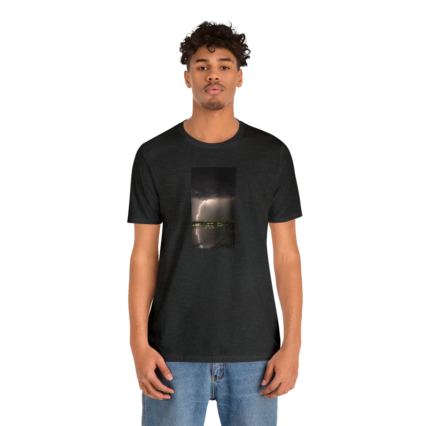 Unisex Lightning Bolt T-Shirt Rough Photo Print Caught Outisde