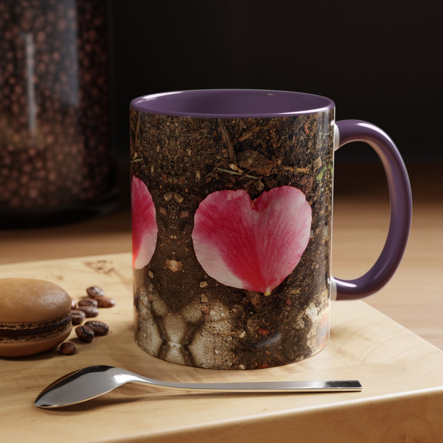 11oz/15oz Garden Themed Double Delight Heart Shaped Rose Petal Coffee Mug