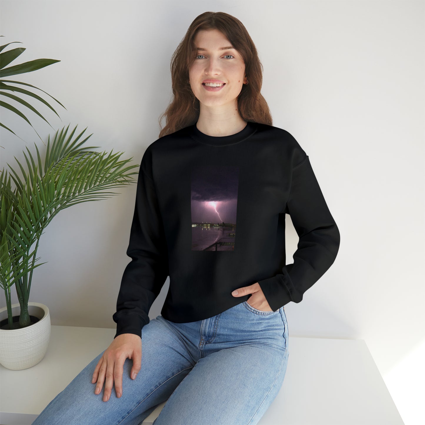 Unisex Lightning Bolt Printed Sweatshirt Caught Out in The Rain