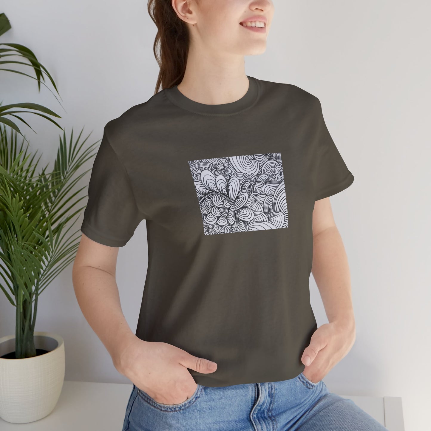 Unisex Original Healing Mesmerizing Line Art T-Shirt - Apricots Noir