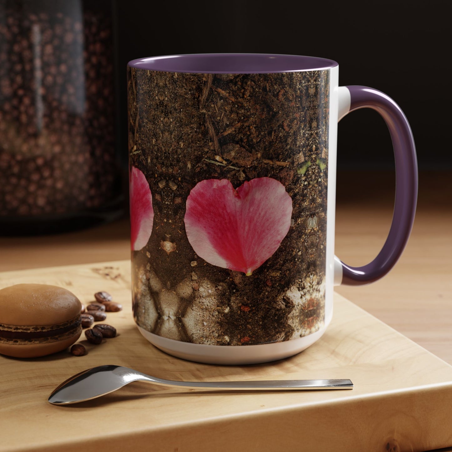 11oz/15oz Garden Themed Double Delight Heart Shaped Rose Petal Coffee Mug