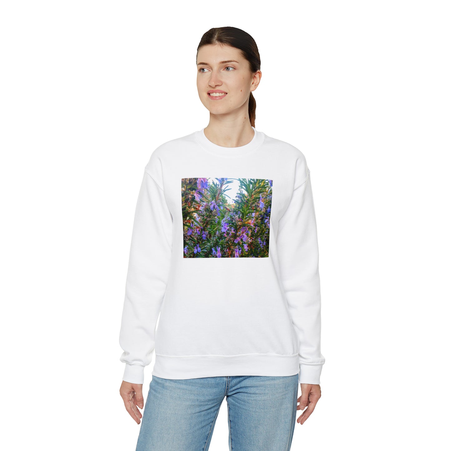 Unisex Heavy Blend™ Crewneck Rosemary Bee Pollinator Sweatshirt