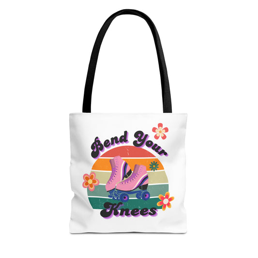 Unisex Retro Vibes Bend Your Knees Skate Day Tote Bag - White