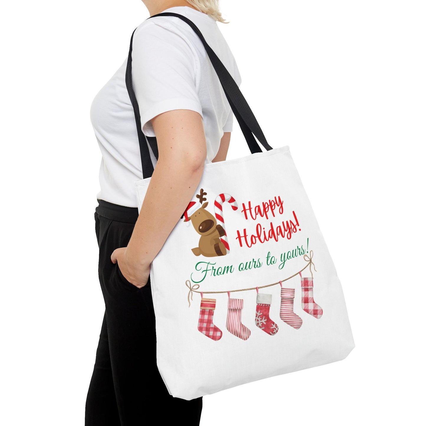 Unisex Happy Holidays From Ours To Yours Christmas Stockings and Dog Tote Bag