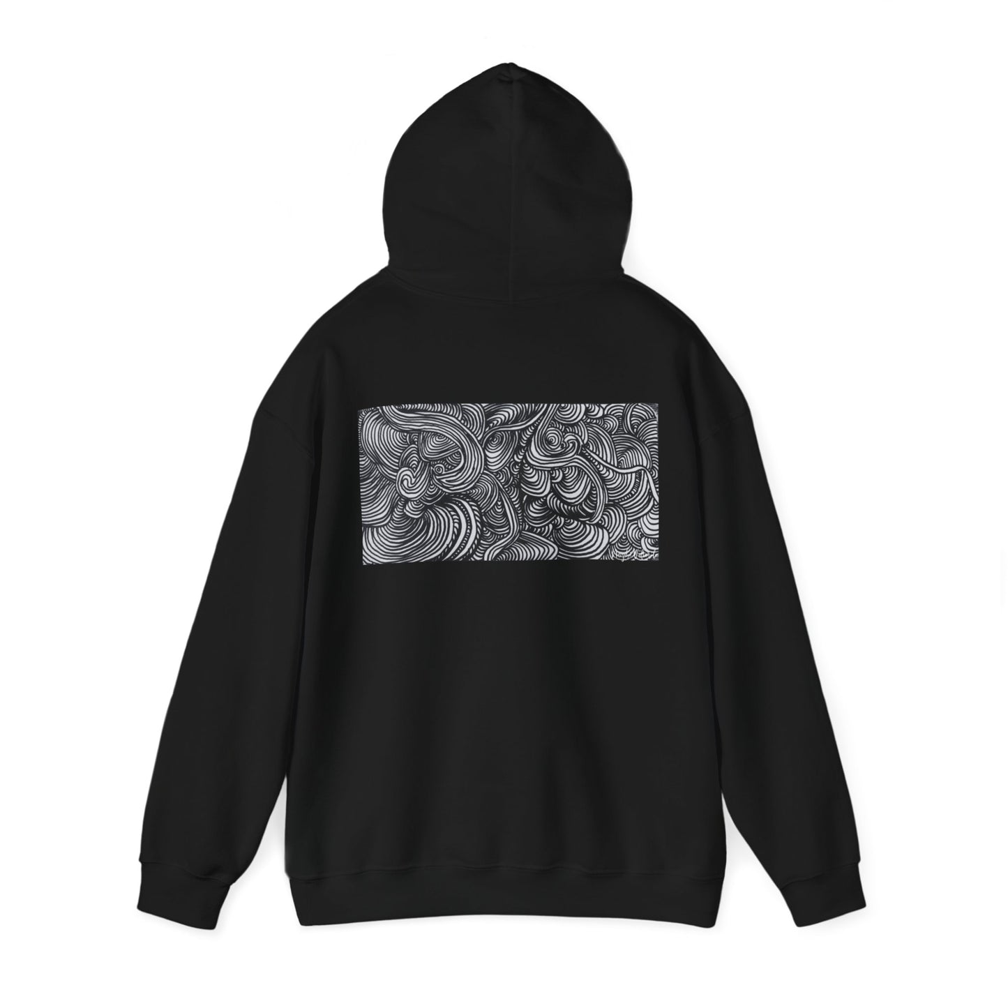 Unisex Heavy Blend™ Original Minimalist Line Art Midsize Print Hooded Sweatshirt - Liquid