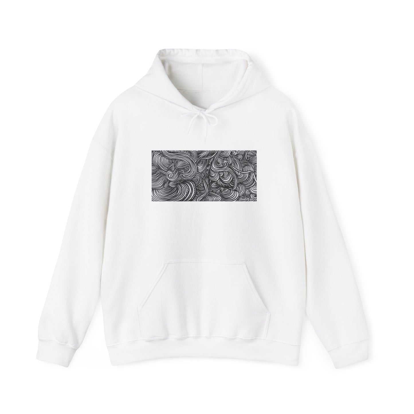 Unisex Heavy Blend™ Original Minimalist Line Art Midsize Print Hooded Sweatshirt - Liquid