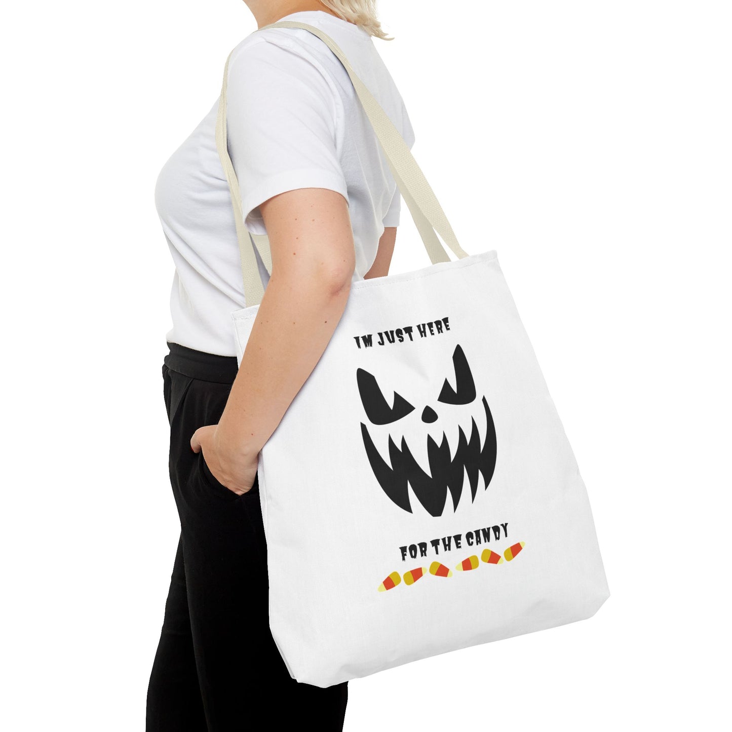 Halloween Candy Corn Scary Face Tote Spooky Season Trick or Treating Candy Bag Reusable Lunch Tote