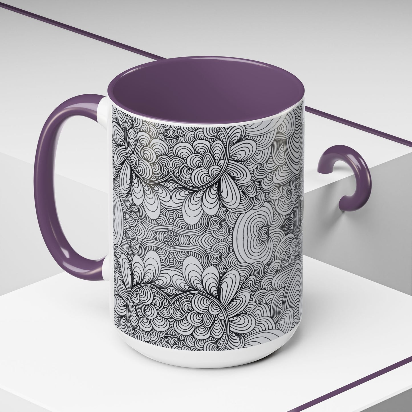 11oz/15oz Original Line Art Coffee Mug - Apricots Noir Mirage