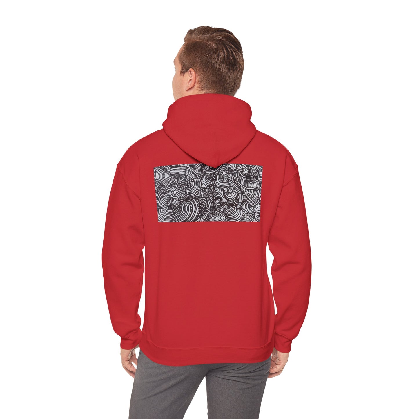Unisex Heavy Blend™ Original Minimalist Line Art Midsize Print Hooded Sweatshirt - Liquid