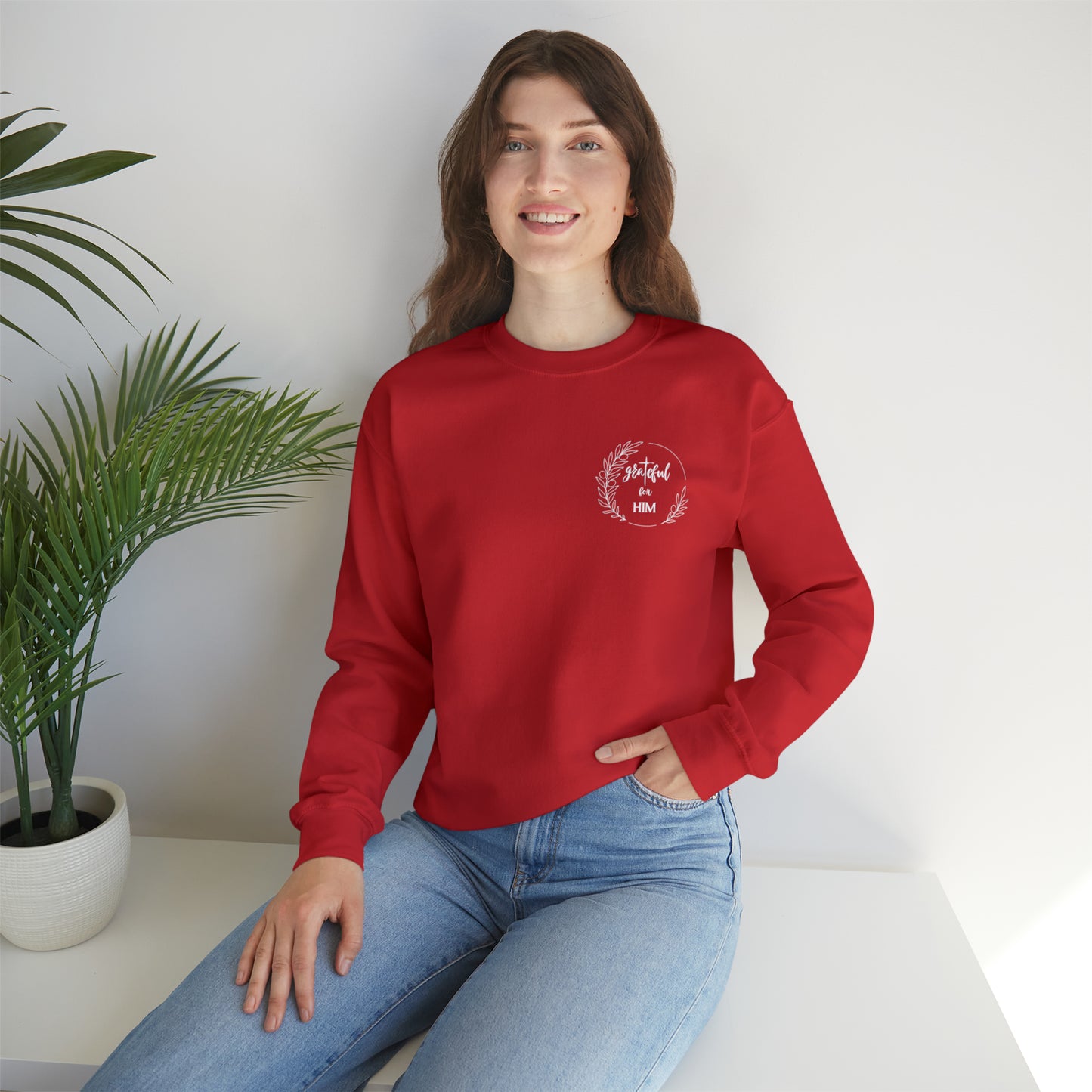 Unisex GraTeful for HIM Sweatshirt with Breast Pocket and Back Design