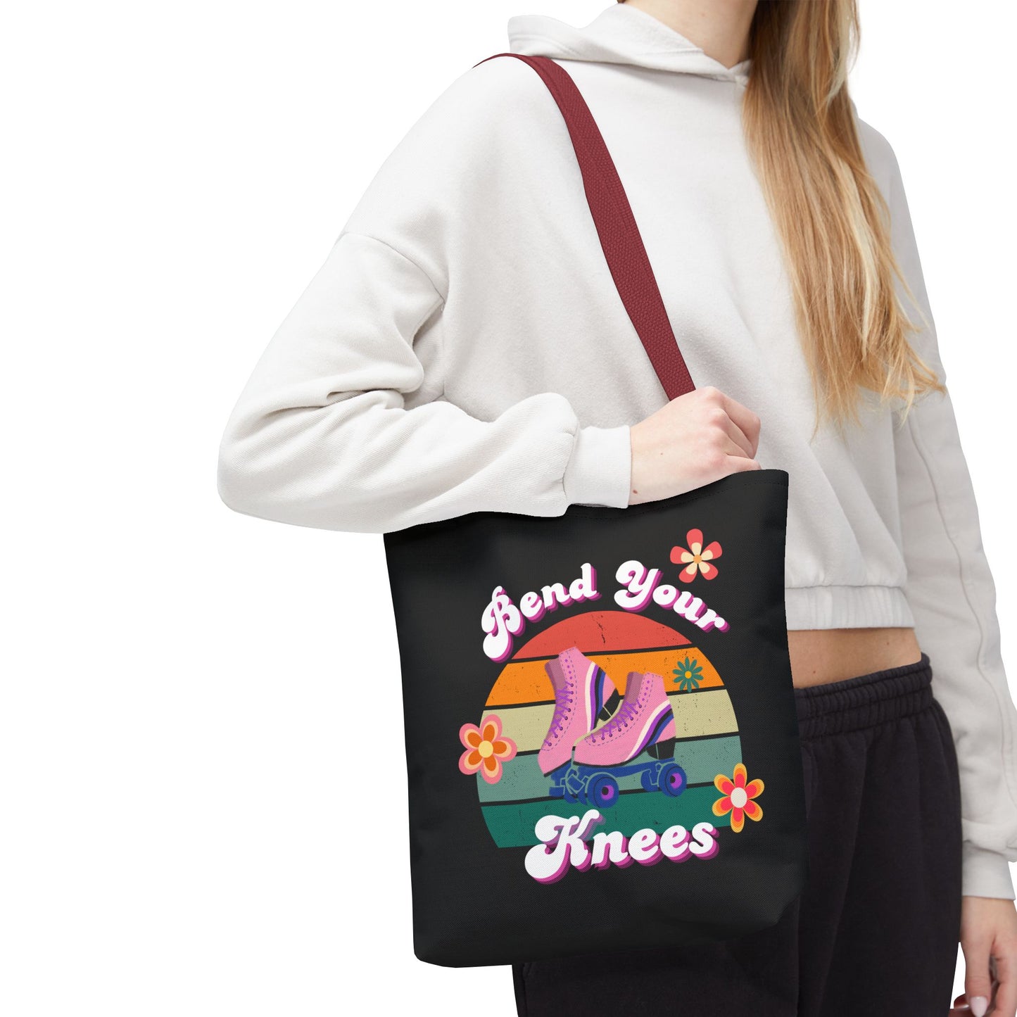 Unisex Retro Vibes Bend Your Knees Skate Day Tote Bag