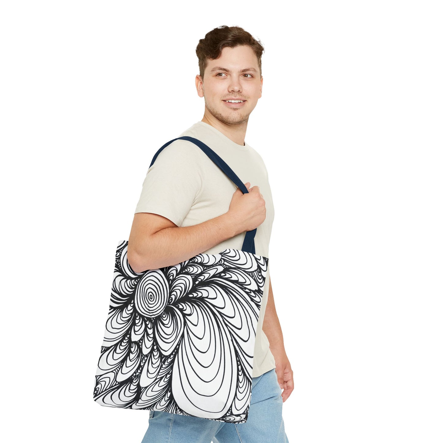 Unisex Original Doodle Art All Over Print Tote Bag - Apricots Noir