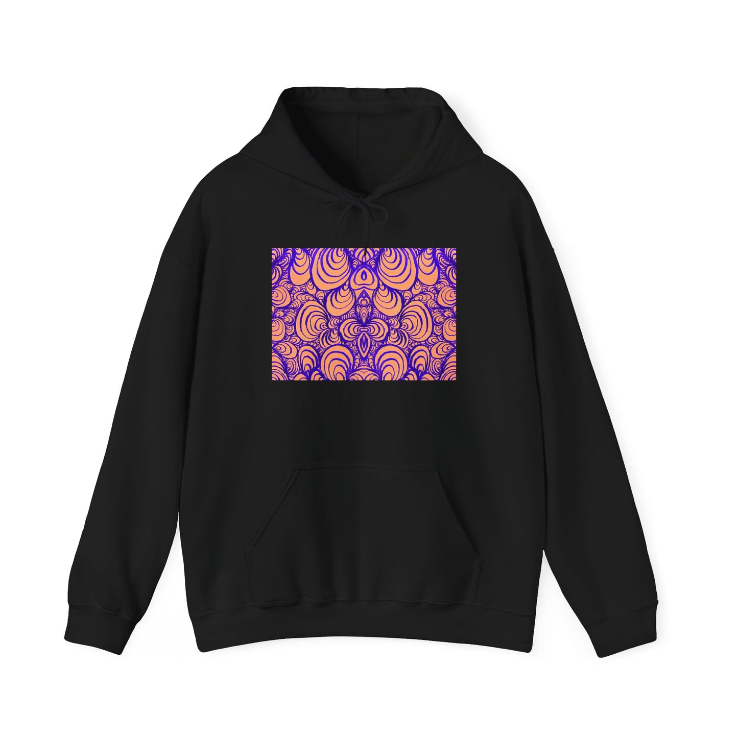 Unisex Heavy Blend™ Original Minimalist Line Art Hooded Sweatshirt - Puzzle Panels 1 Color Pop Run