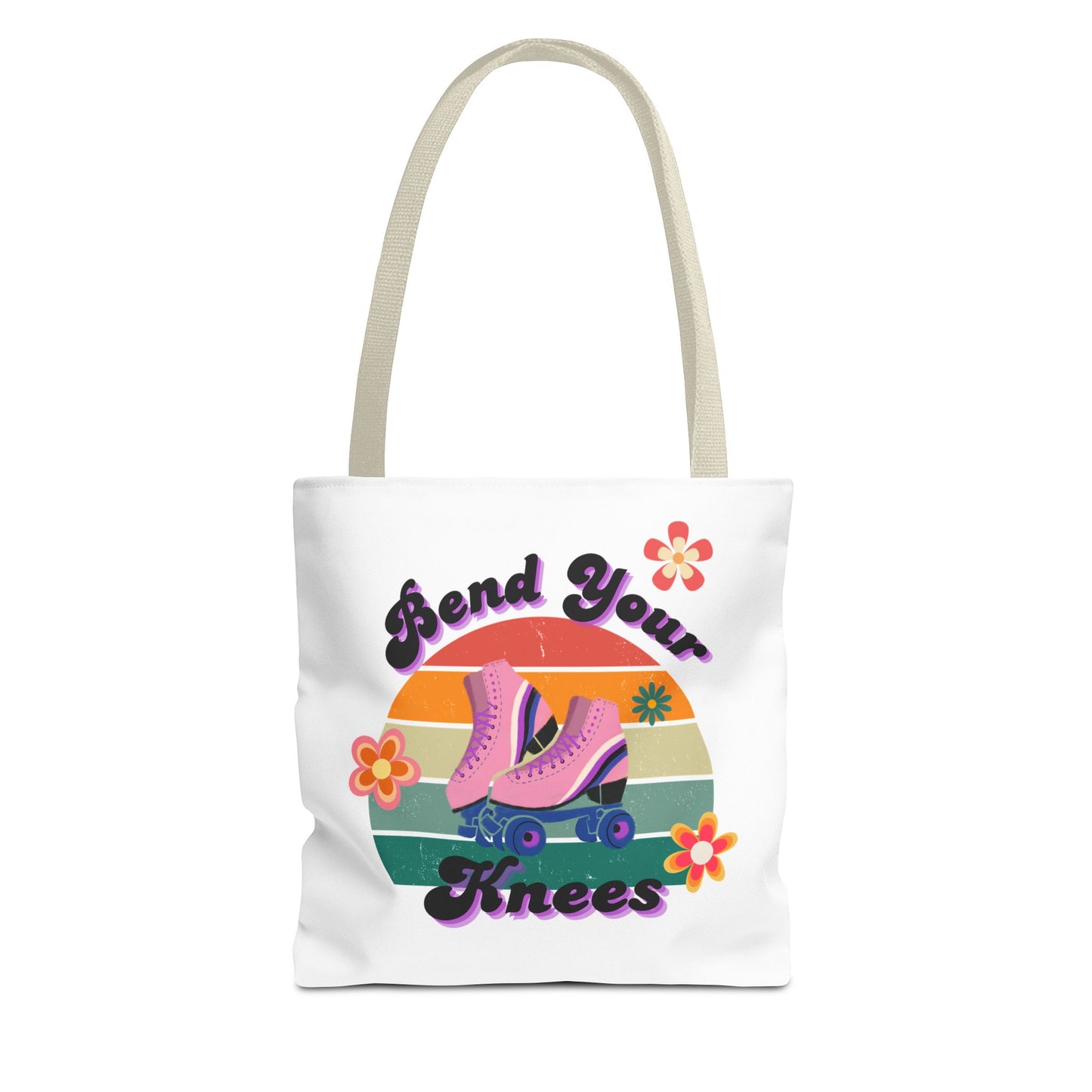 Unisex Retro Vibes Bend Your Knees Skate Day Tote Bag - White