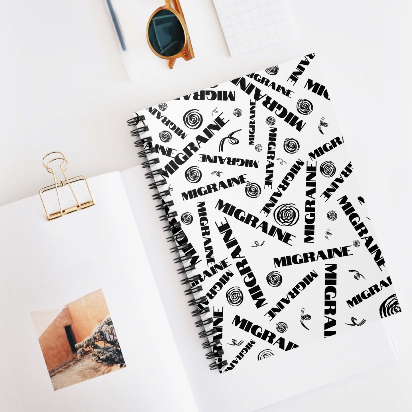 Spiral 118 Page Migraine Day Word Scramble Notebook - White
