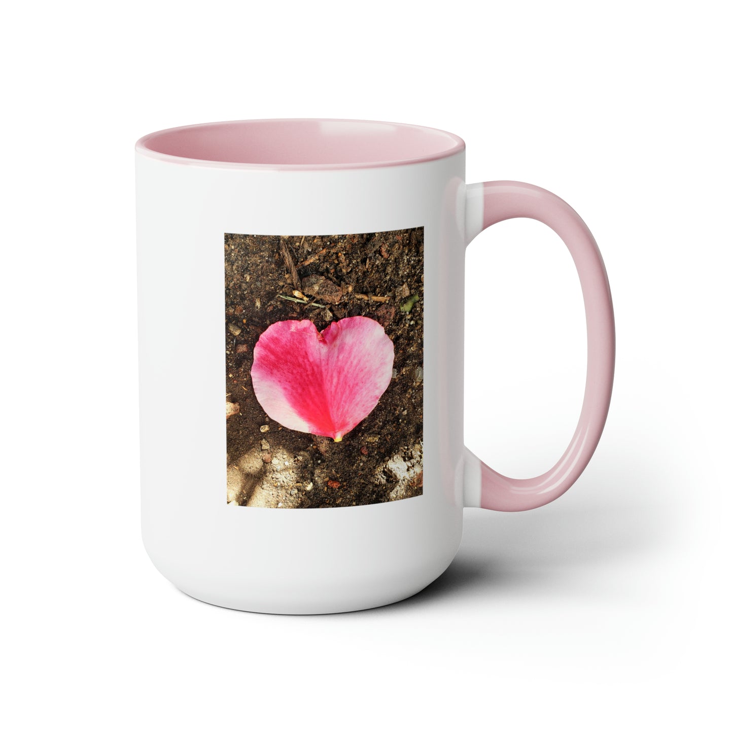 15oz Garden Themed Double Delight Heart Shaped Rose Petal Coffee Mug