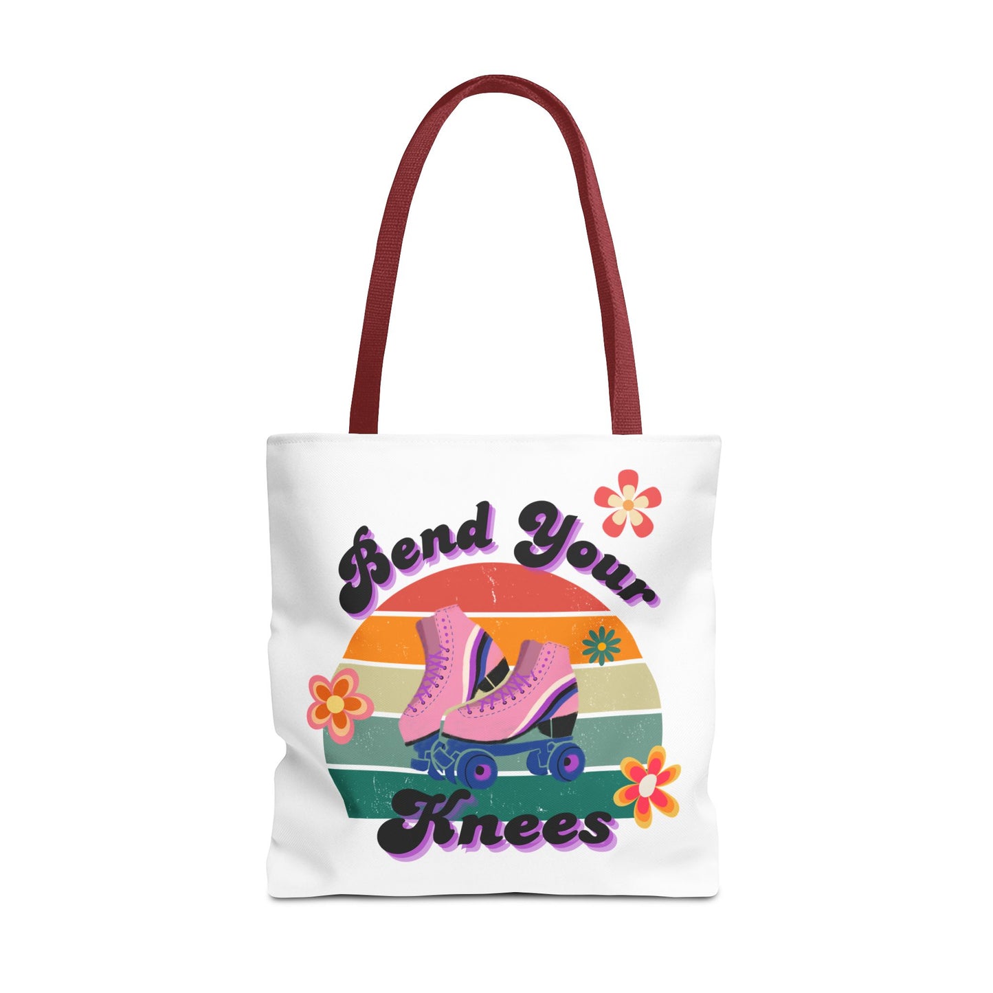 Unisex Retro Vibes Bend Your Knees Skate Day Tote Bag - White