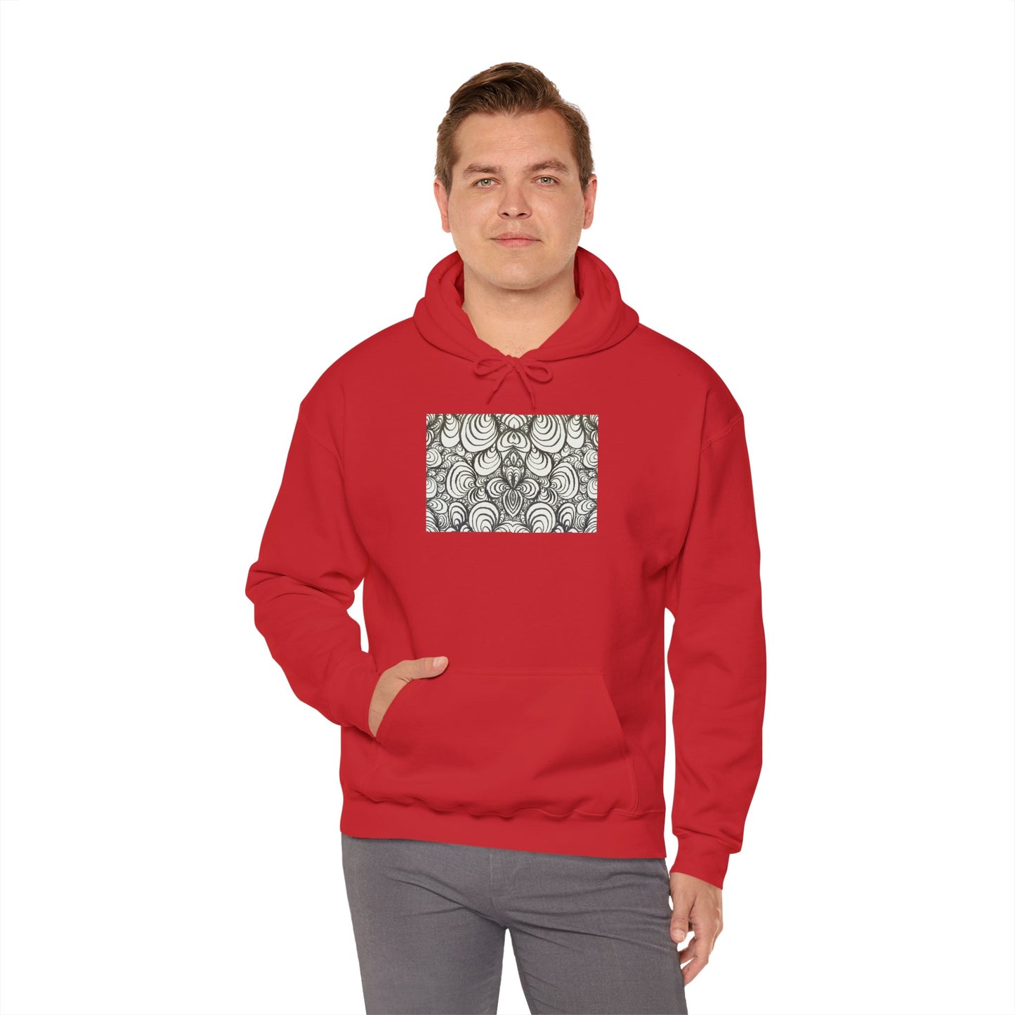 Unisex Heavy Blend™ Original Line Art Hooded Sweatshirt - Puzzle Panels 1